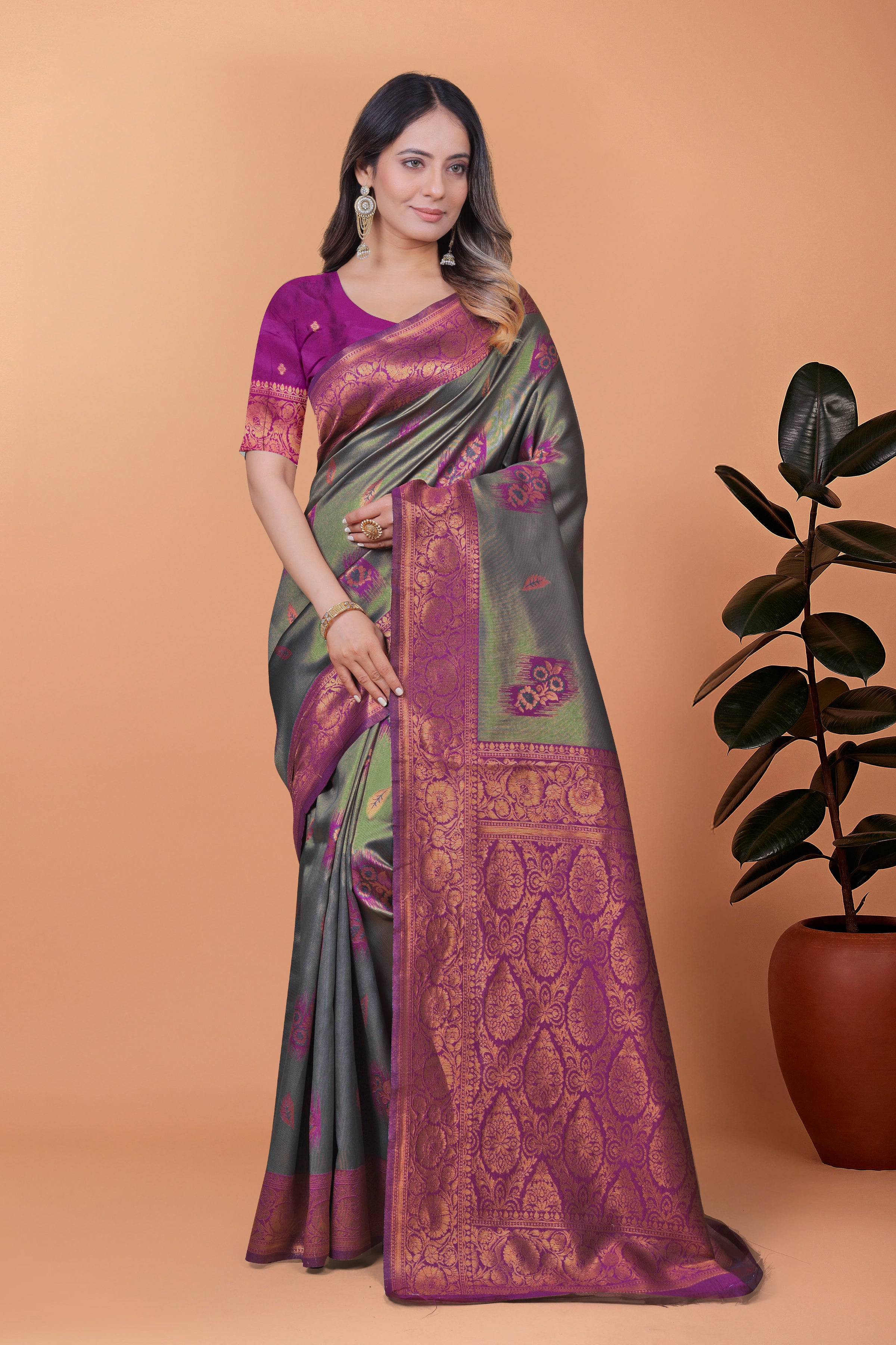 Banarasi Silk Saree with Zari Embellishment with 8 color option ✨💙💚